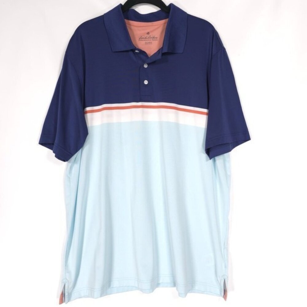 Brooksโ Brothers Polo Shirt Men's XXL PERFORMANCE SERIES Blue Combo